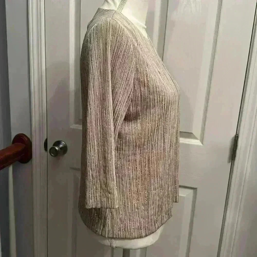 NWT Alex Evenings Shimmering Metallic Jacket with Top Closure Women Petite Small - Picture 5 of 14